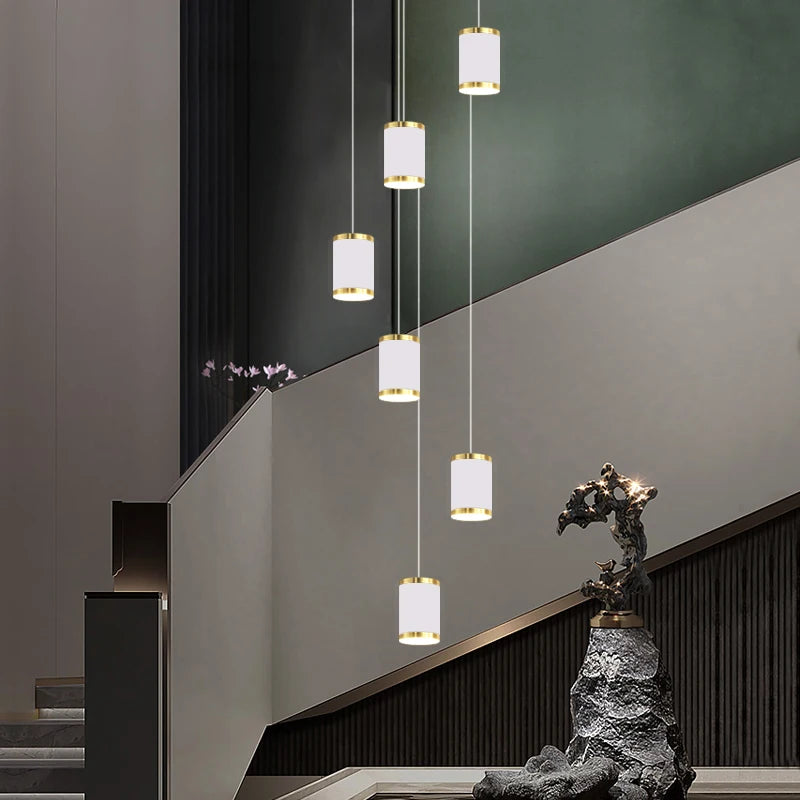 lustre long rotatif en acrylique pour éclairage intérieur décoratif - vue 6 sur 28