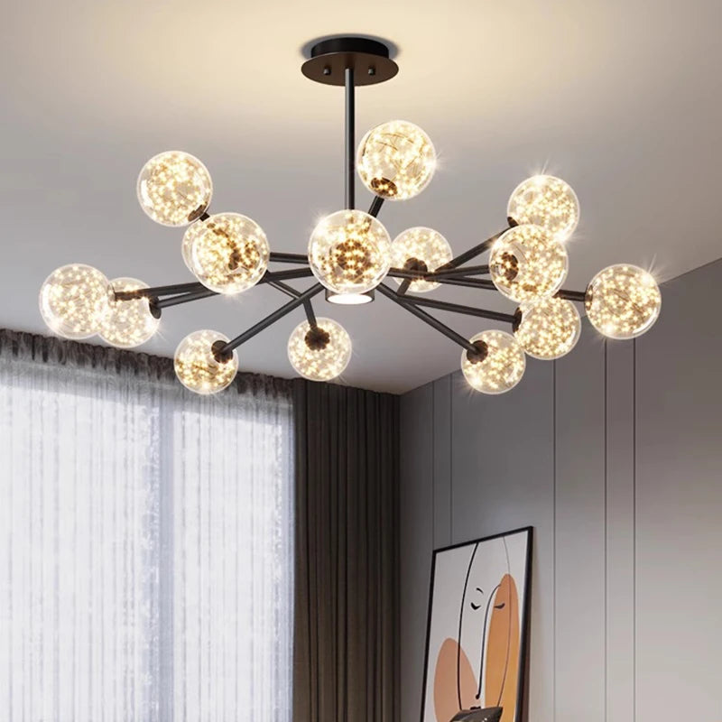 lustre décoration intérieur avec lampes suspendues fantaisie - vue 3 sur 7