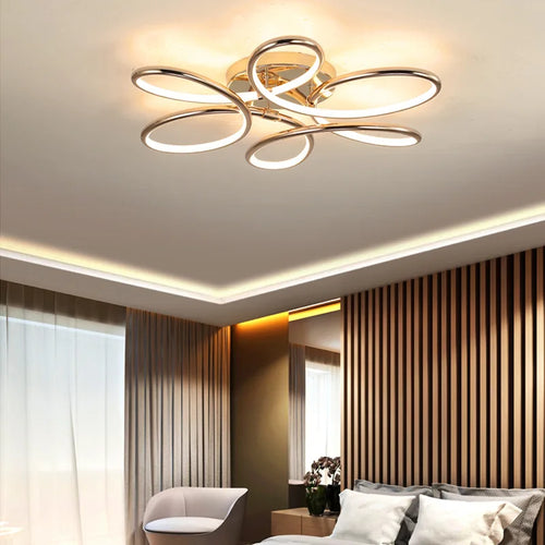 Lustre plafond LEDs aluminium doré décoration