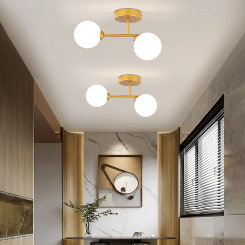 led plafonnier décor intérieur chambre salon couloir boule nordique - vue 5 sur 8