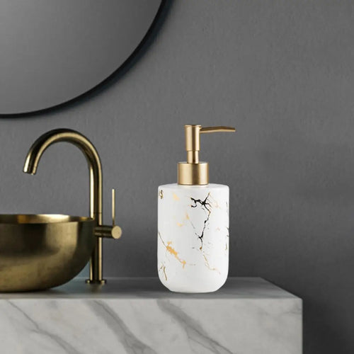 distributeur de savon en céramique style marbre élégant - vue 3 sur 8