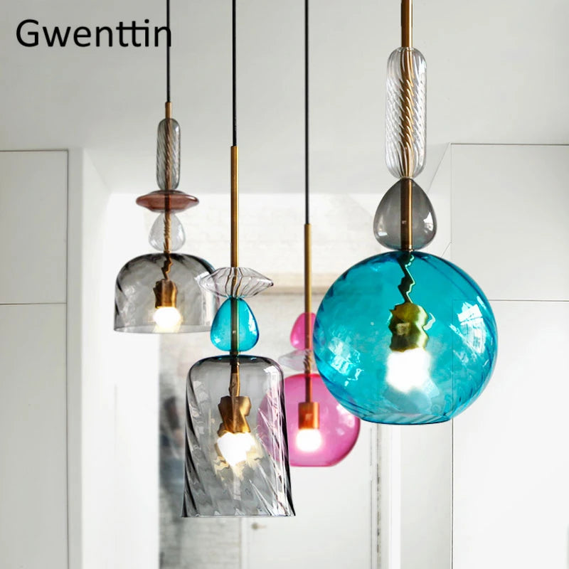 suspension en verre moderne pour décoration intérieure et luminaires - vue 4 sur 11