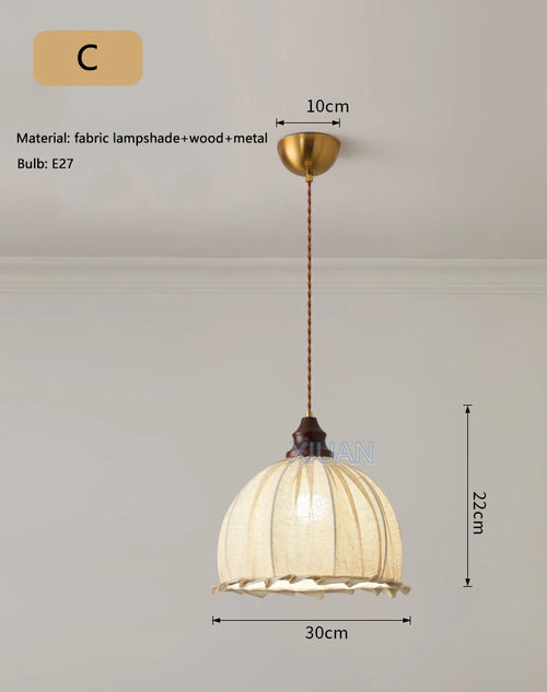 lustre suspendu rétro wabi-sabi en lin pour décoration médiévale - vue 11 sur 10
