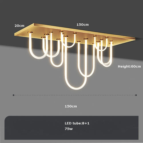 lustre led rectangulaire en acier inoxydable à intensité variable - vue 12 sur 11