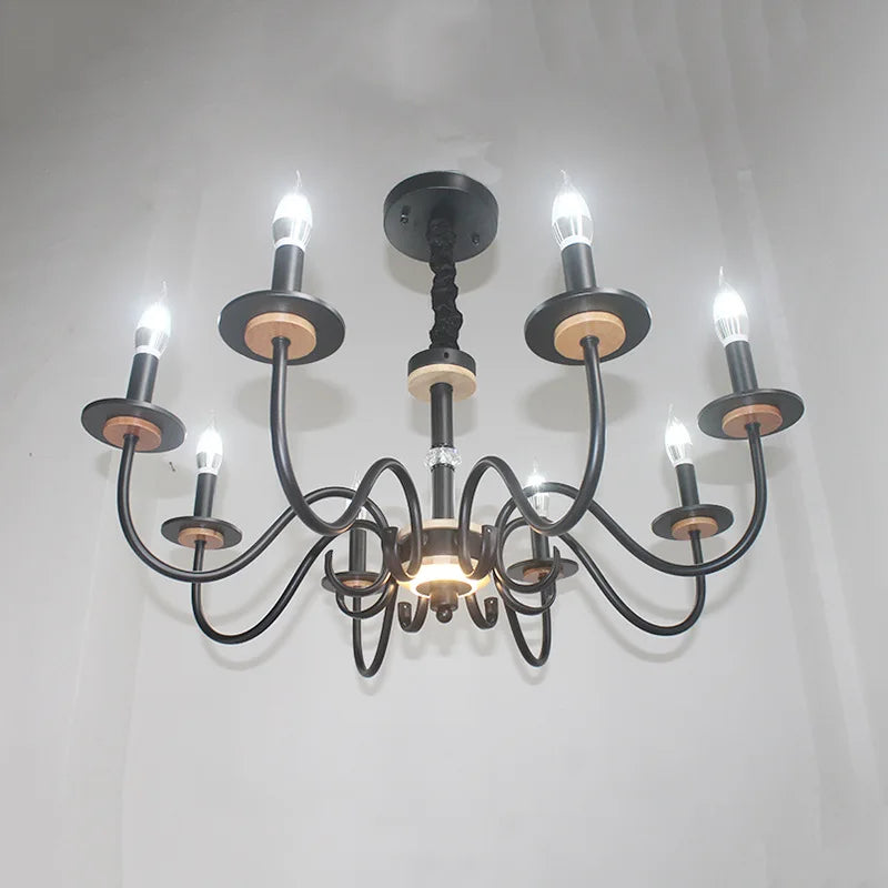 lustre rétro en fer à 8 bougies pour éclairage intérieur - vue 4 sur 7