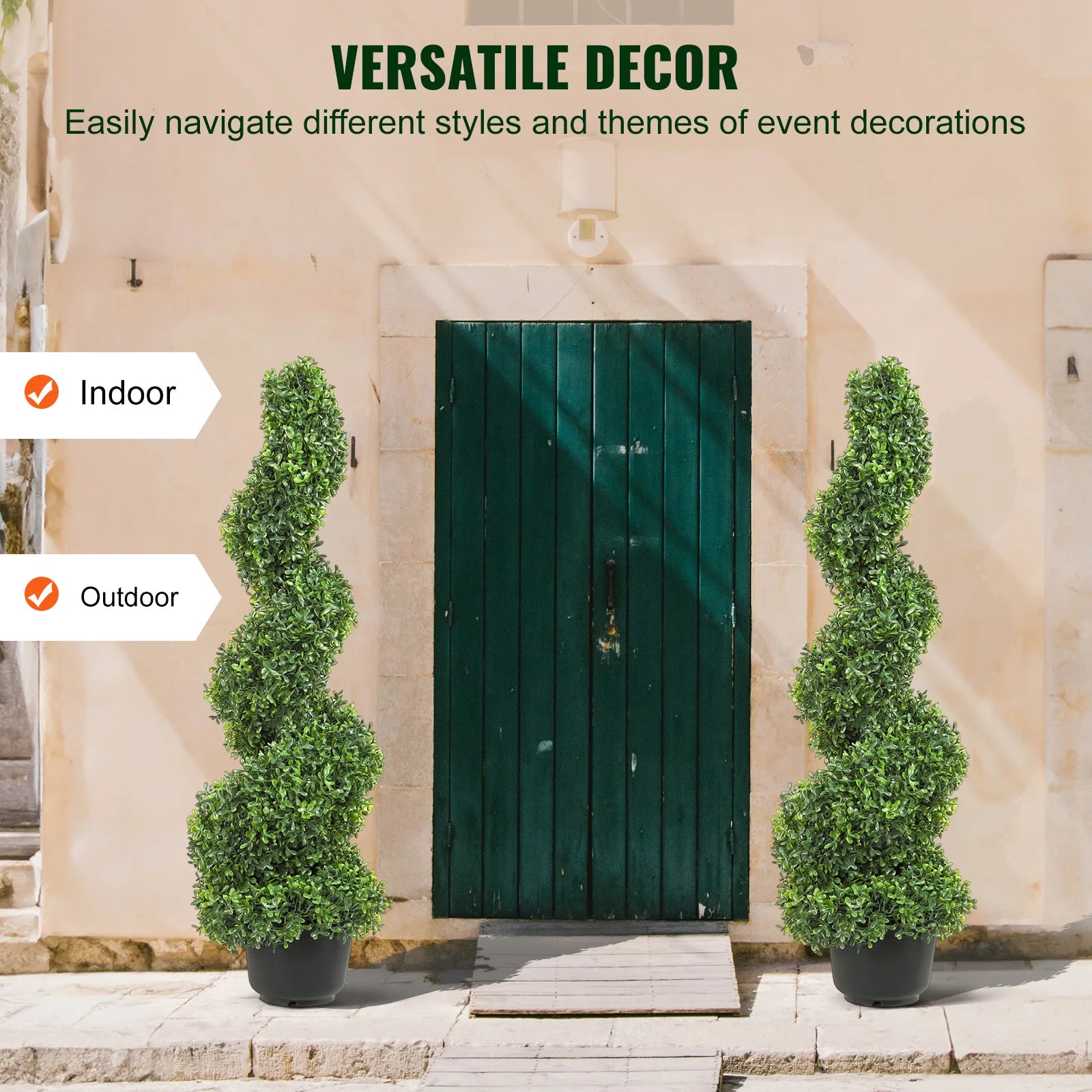 plante artificielle topiaire spirale décorative en plastique vert - vue 10 sur 10