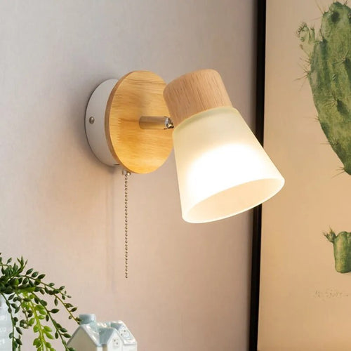 Applique murale LED en bois et verre