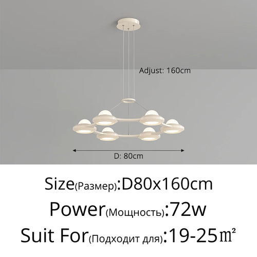 lustre moderne minimaliste trois têtes style crème italienne - vue 12 sur 12