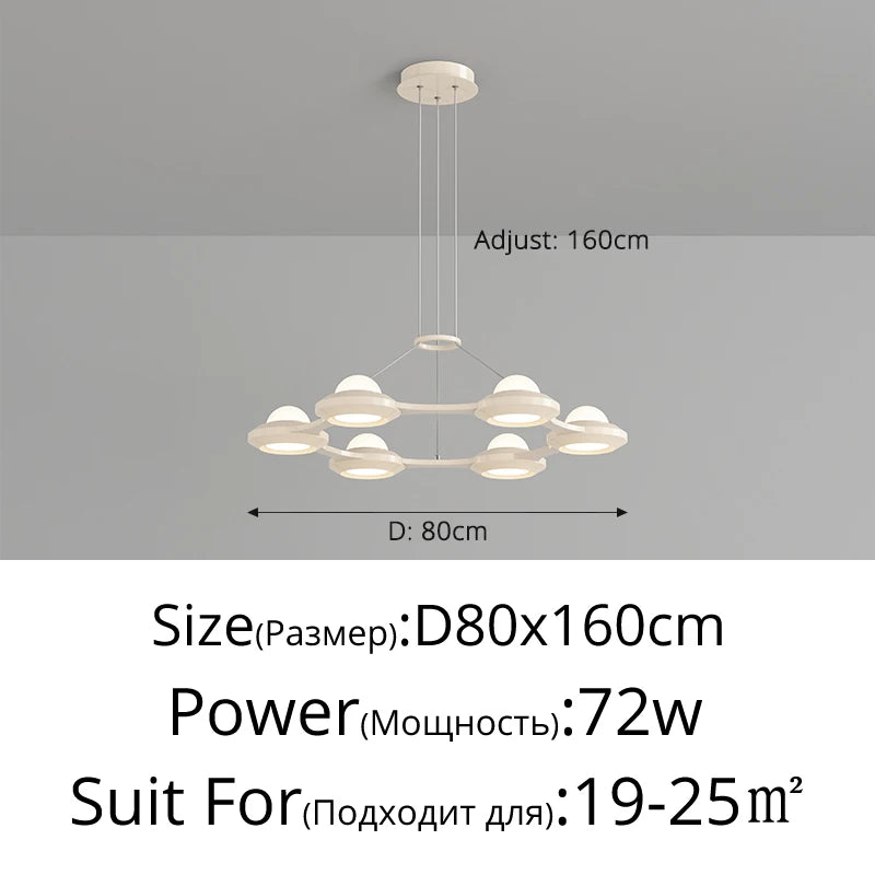 lustre moderne minimaliste trois têtes style crème italienne - vue 12 sur 12