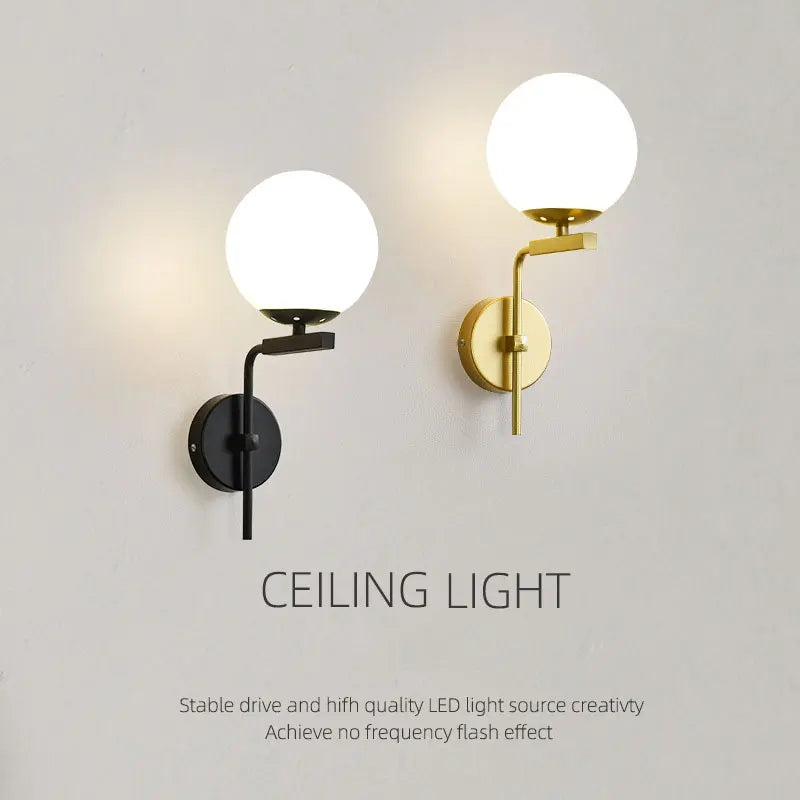 applique murale led moderne en forme de boule de verre pour décoration intérieure
