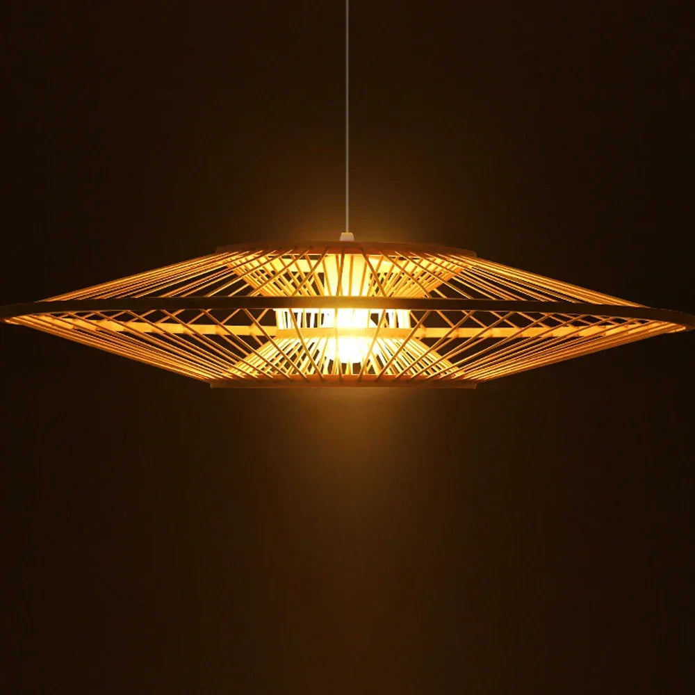 lustre en bambou d'art pour décoration et éclairage - vue 4 sur 8
