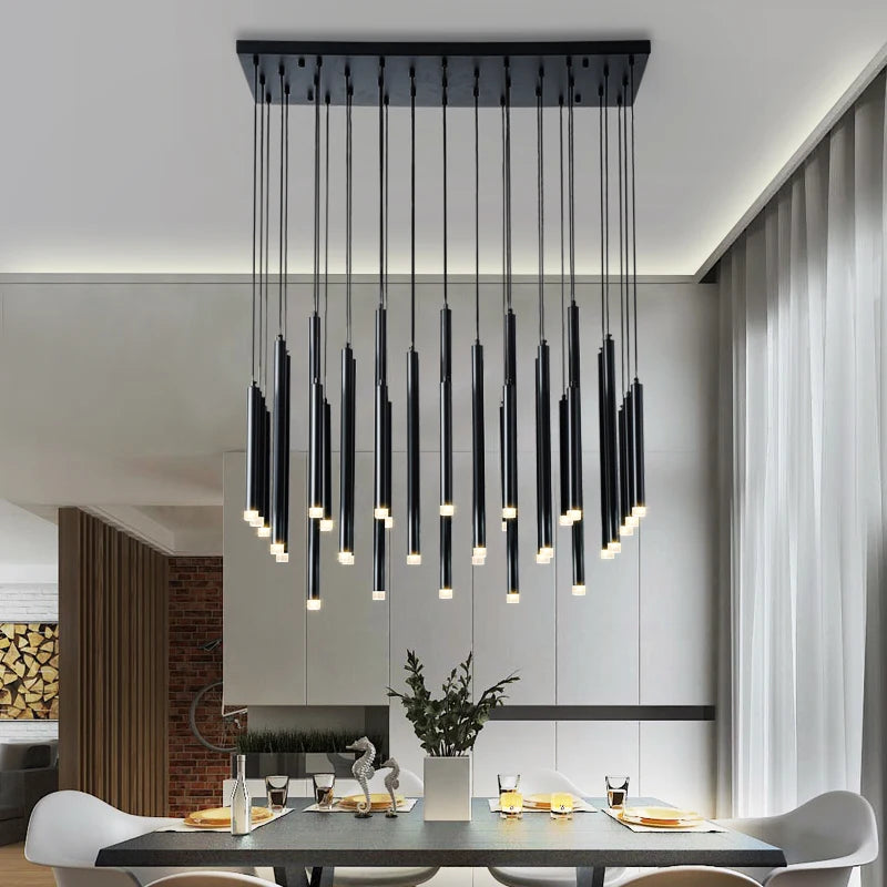 lustre nordique moderne en acier inoxydable pour villa de luxe