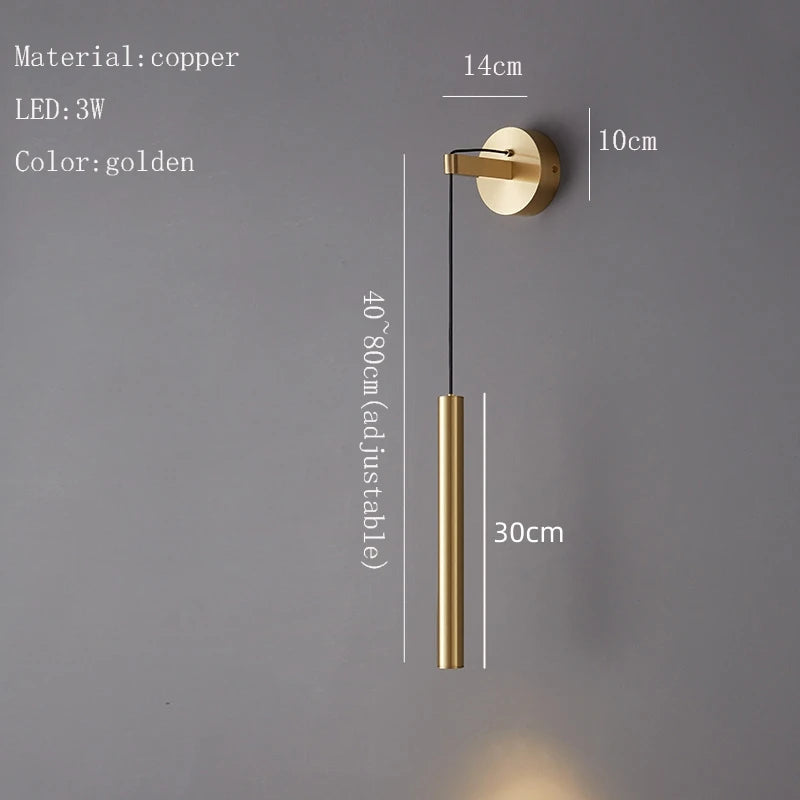applique murale led de luxe en cuivre hauteur réglable ambiance chaude - vue 7 sur 7