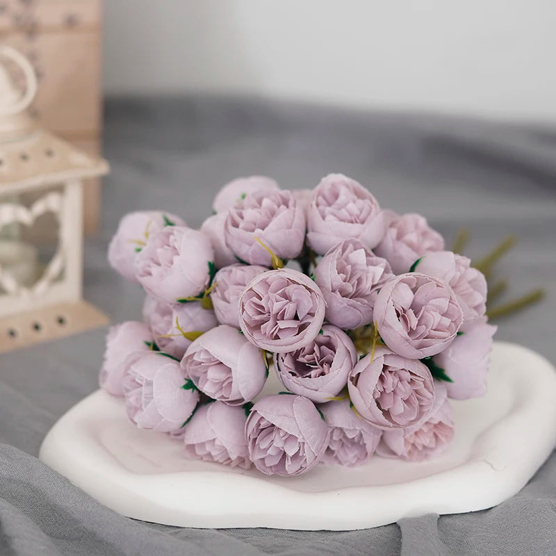 bouquet de 27 roses et pivoines artificielles en soie décoratives