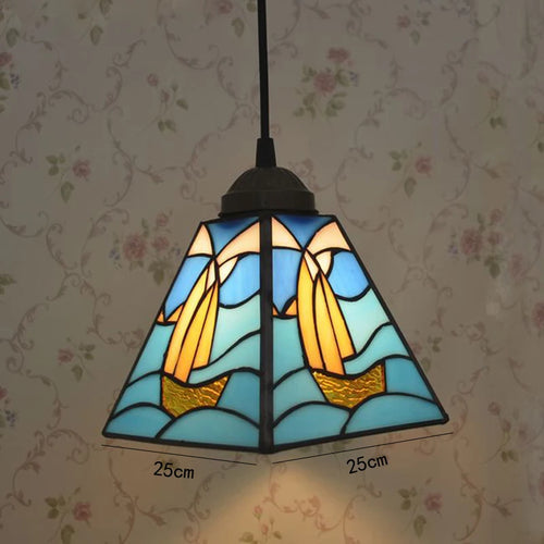 suspension créative voilier tiffany décoration intérieure méditerranéenne - vue 4 sur 4