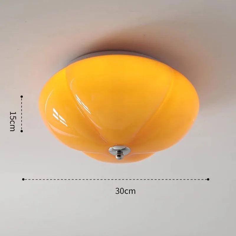 plafonnier Rétro LED minimaliste Orange citrouille en verre pour chambre couloir entrée salle d'étude décor à la maison