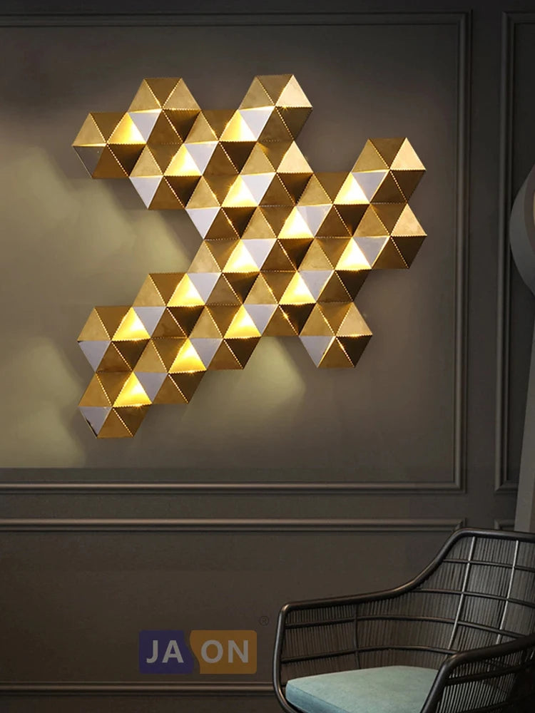 Applique murale LED postmoderne en acier inoxydable doré nid d'abeille LED lumière LED pour magasin chambre Foyer