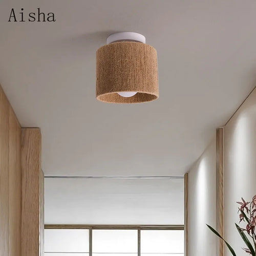 plafonnier en corde de chanvre style japonais rétro pour intérieur accueillant - vue 3 sur 8