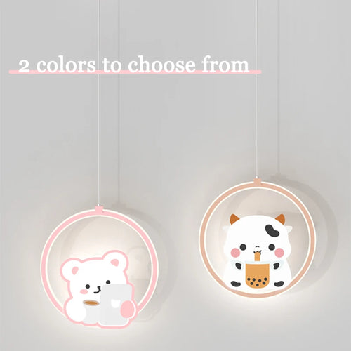 suspension mignonne vache ours rose pour chambre enfant - vue 6 sur 10