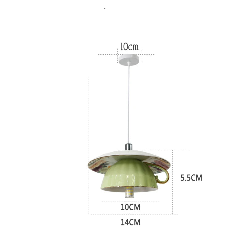 suspension en céramique design art thé éclairage led g4 - vue 11 sur 30