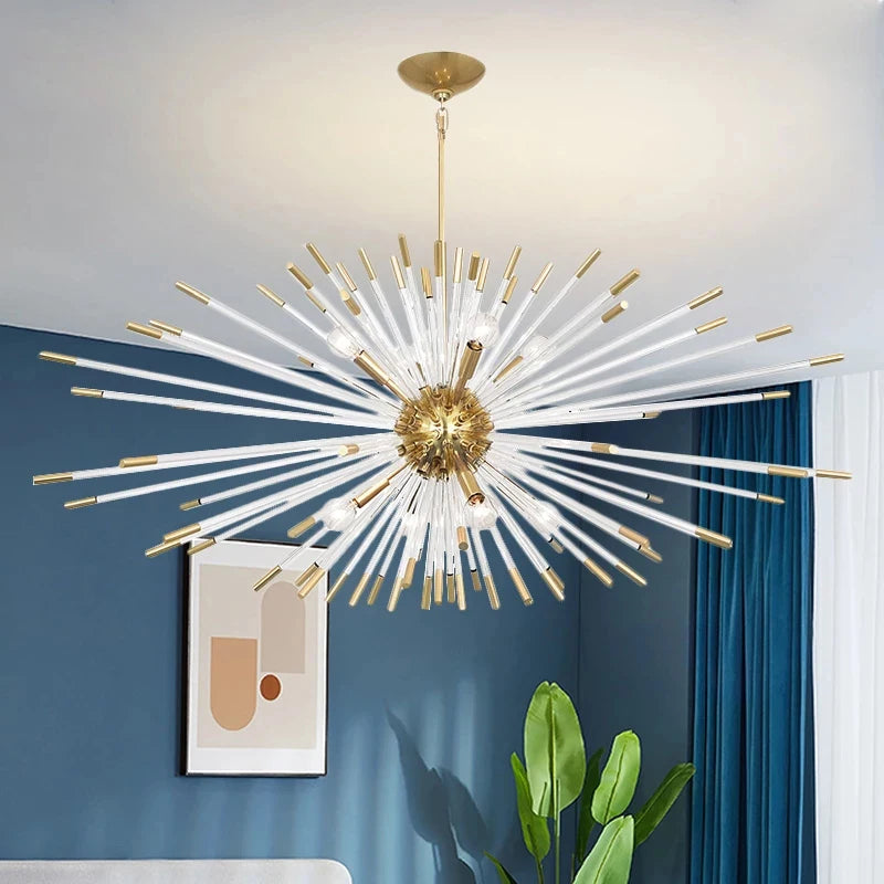 lustre de luxe en forme de pissenlit éclairage décoratif en stock - vue 3 sur 12
