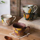 Mug ceramique retro motif floral peint main personnalisable