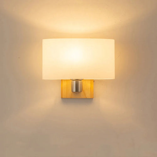 applique murale led créative en bois massif et verre style nordique décorative - vue 2 sur 7