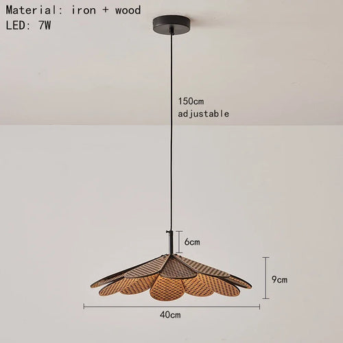 suspension en bois japonais style pétale pour intérieur chaleureux