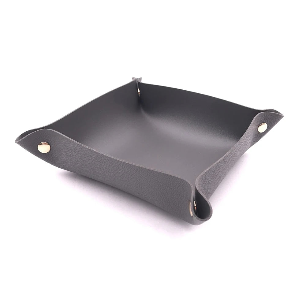 plateau pliable en cuir pour rangement divers et décoration - vue 9 sur 13