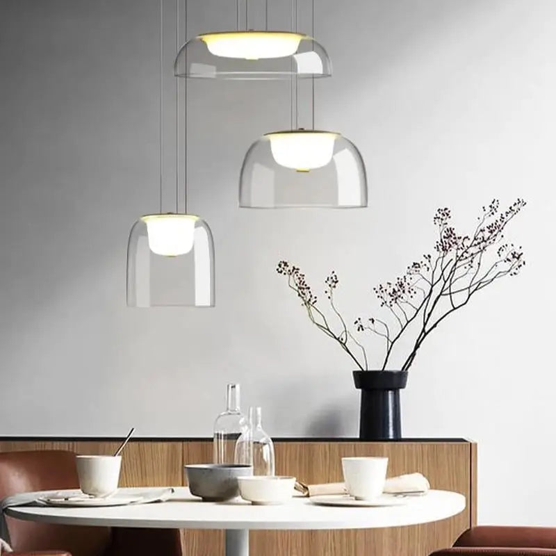 suspension à led avec couvercle en verre moderne - vue 4 sur 9