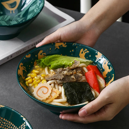 Bol ramen japonais ceramique motif floral 12l