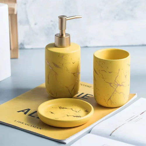 bouteilles en céramique pour savon shampooing et gel douche - vue 6 sur 14