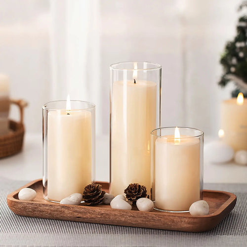 lot de 3 abat-jours en verre pour bougies décoratives transparentes - vue 7 sur 7