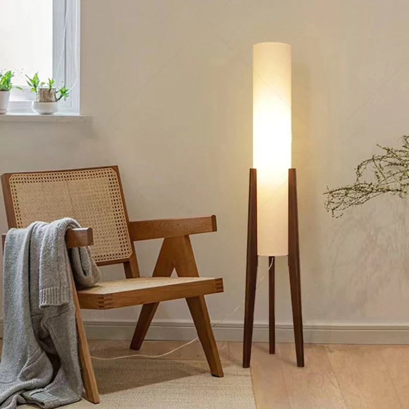 Lampadaire LED en bois style coréen