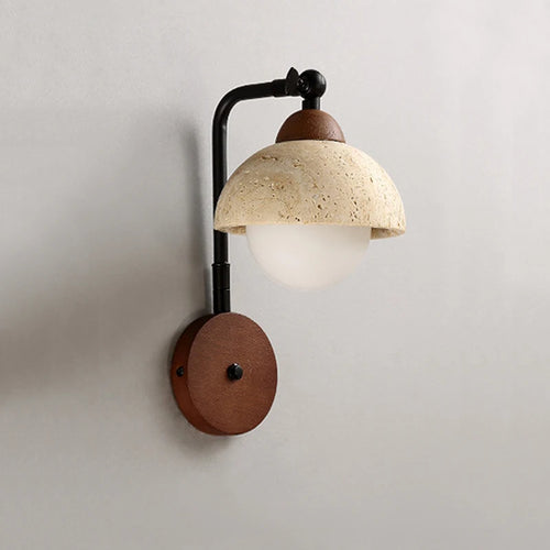 Applique murale led moderne en travertin demi-cercle ambiance simple - vue 4 sur 6