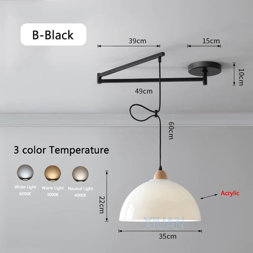 suspension moderne à bras oscillant led mobile - vue 30 sur 30