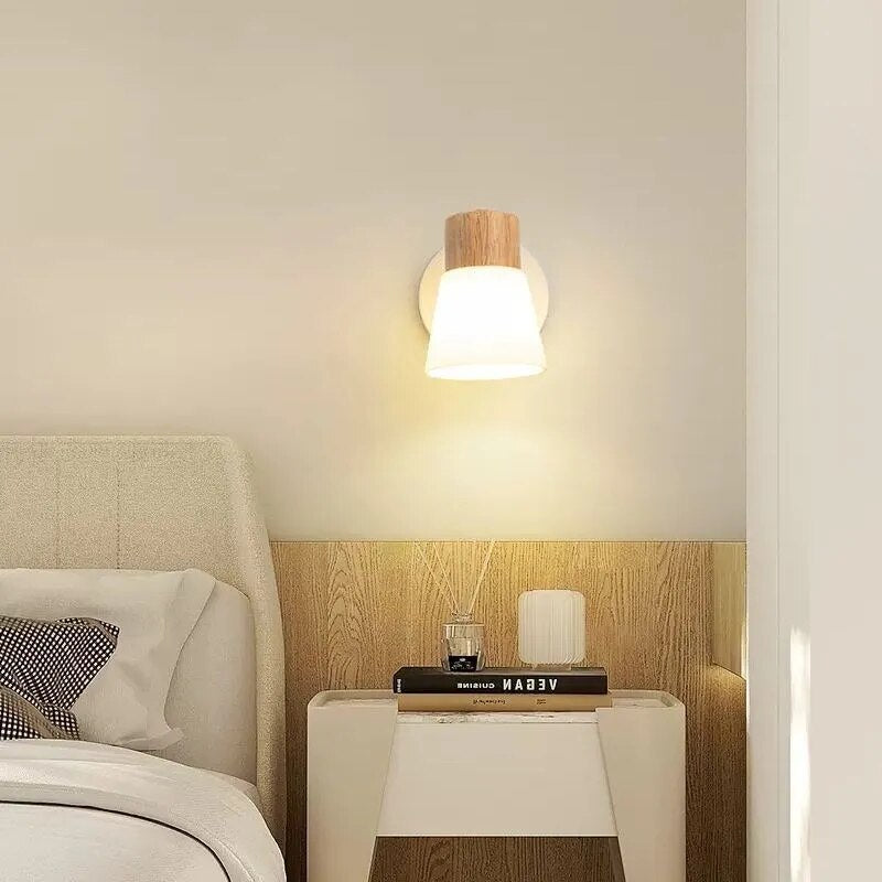 applique led double tête bois verre maison décor luminaire - vue 4 sur 10