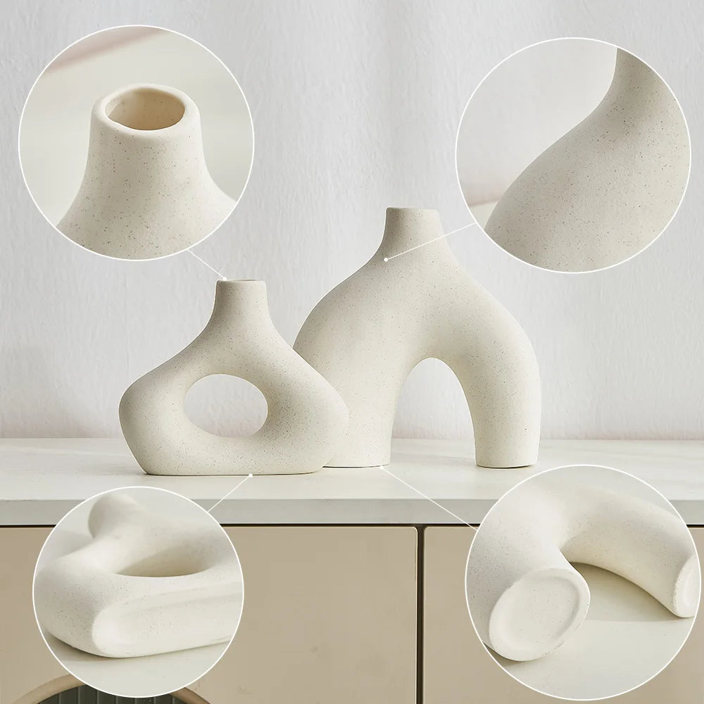 lot de 2 vases en céramique nordique pour décoration moderne - vue 7 sur 7