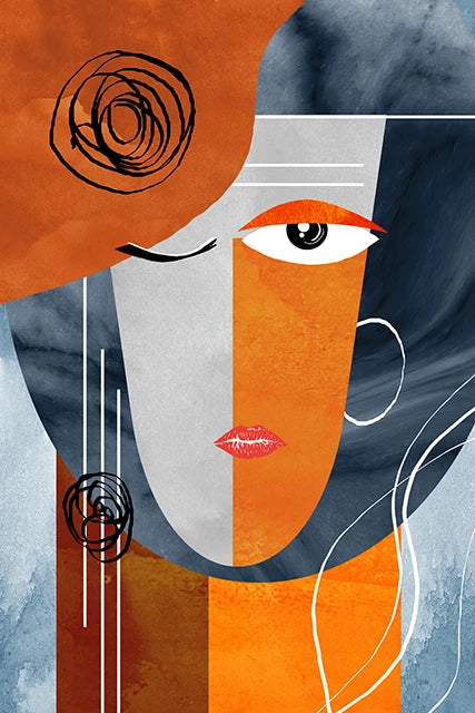 art mural abstrait avec personnages modernes pour décoration intérieure