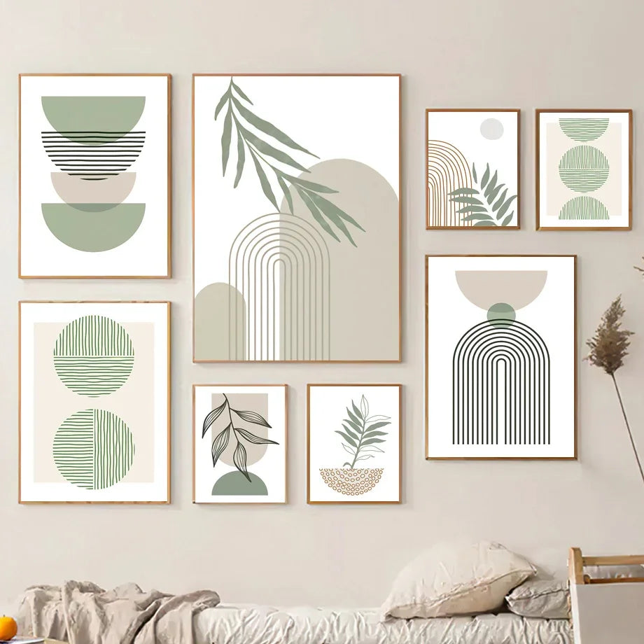 décoration murale abstraite boho géométrique en toile moderne - vue 2 sur 7