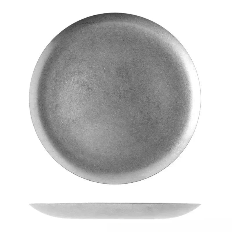 assiettes plates vintage nordique acier inox pour repas