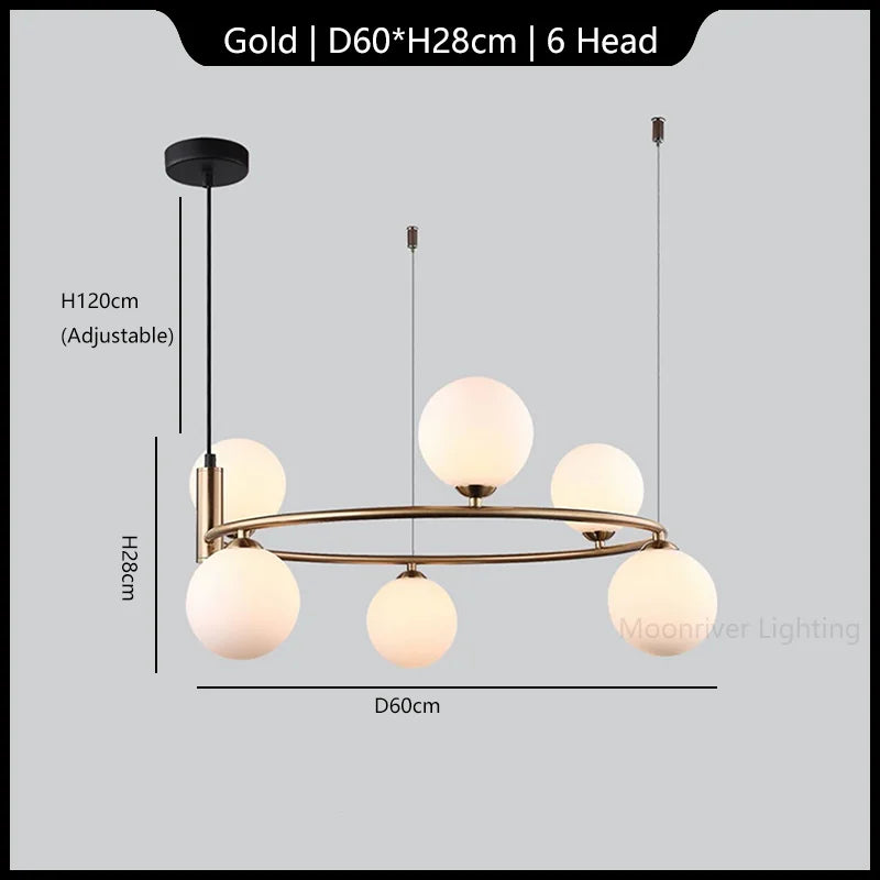 lustre en verre blanc minimaliste pour décoration moderne intérieure