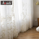 Voilage tulle brodé floral rideau moderne salon chambre