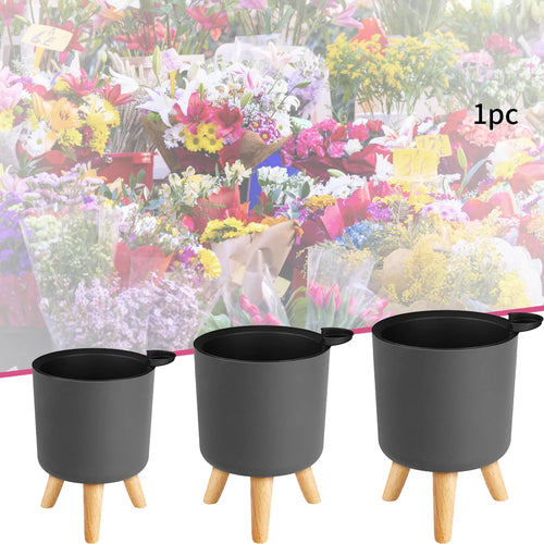 pot de fleurs rond sur pied avec arrosage automatique et drainage - vue 2 sur 8