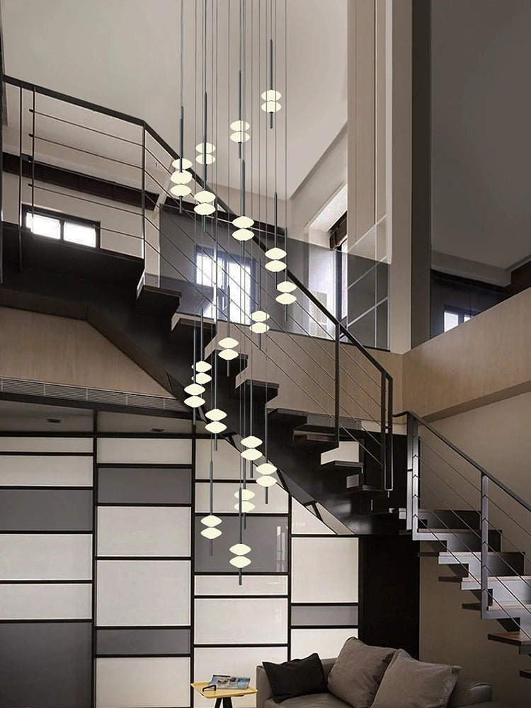 Nordic Staircase Long Chandelier Villa Duplex Chandelier Modern Light Luxury Conical Acrylic Design, 2023 New Pendant Light - vue 6 sur 12