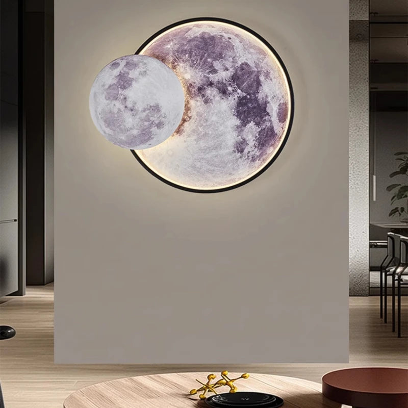 applique murale ronde lune moderne décorative pour intérieur et cadeau - vue 4 sur 8