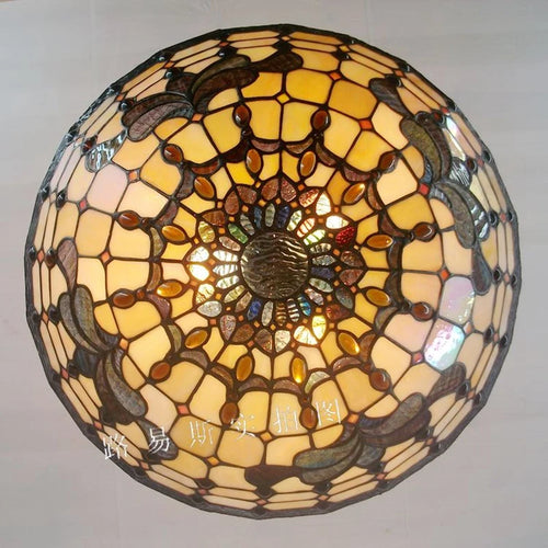 lustre en verre tiffany classique style européen pour décoration intérieure - vue 4 sur 6