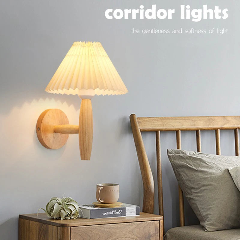 lustre moderne nordique en bois parapluie plissé pour maison