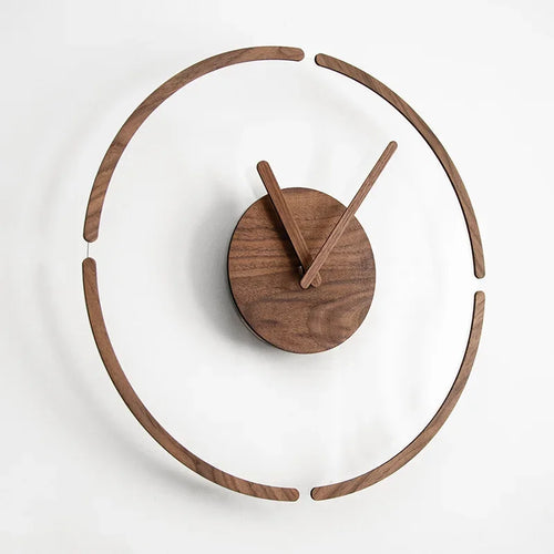 horloge murale en verre de noyer style nordique silencieuse - vue 2 sur 8