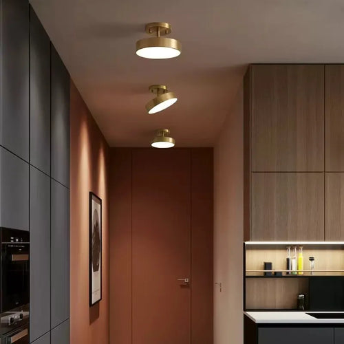 plafonnier cuivre led simple rond vestiaire - vue 6 sur 12